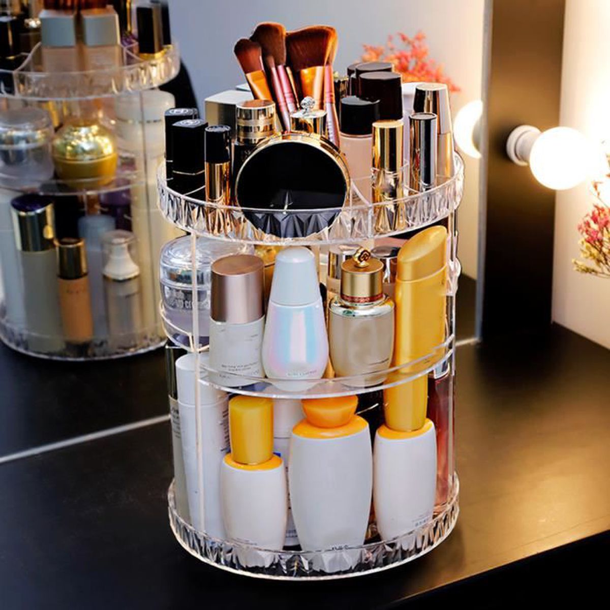 Qam-Boîte de rangement cosmétique rotative 360°